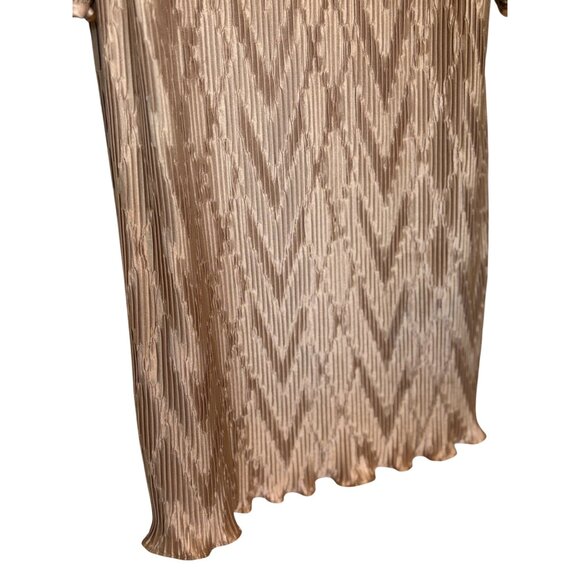 Vintage Hal Ferman Midi Dress Size 14 Gold Chevron Metallic Pattern USA Elegant - Picture 3 of 10